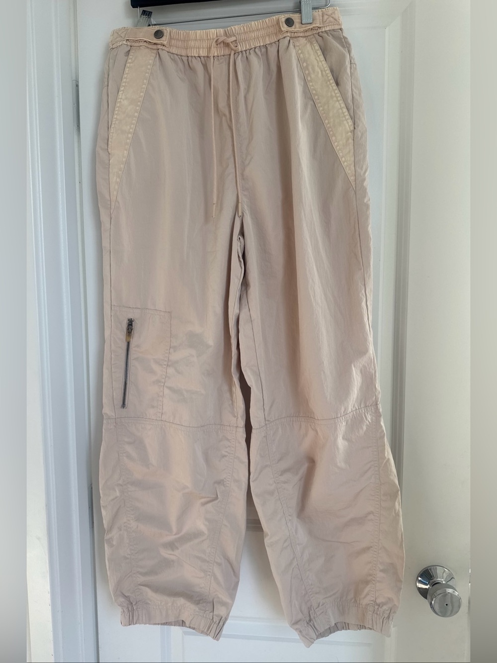 Free People Movement Size Medium Beige Polyester High Rise Wide Leg Track Pant